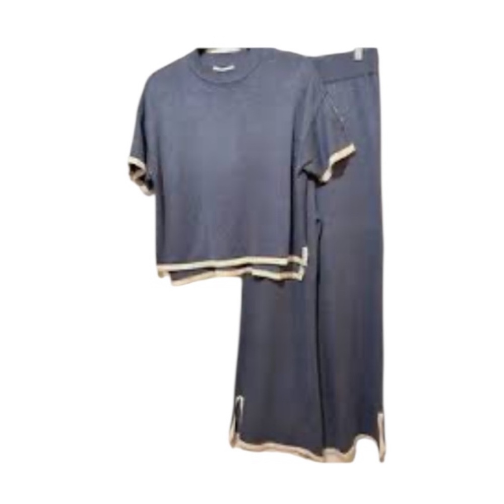 Sincerely Jules Women's 2-Piece Knit Lounge Slate Blue / Cream Trim /Size XS NWT